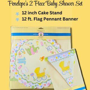Penelope’s Parties Baby Shower Cake Stand & Banner Set – A Rare Gem!